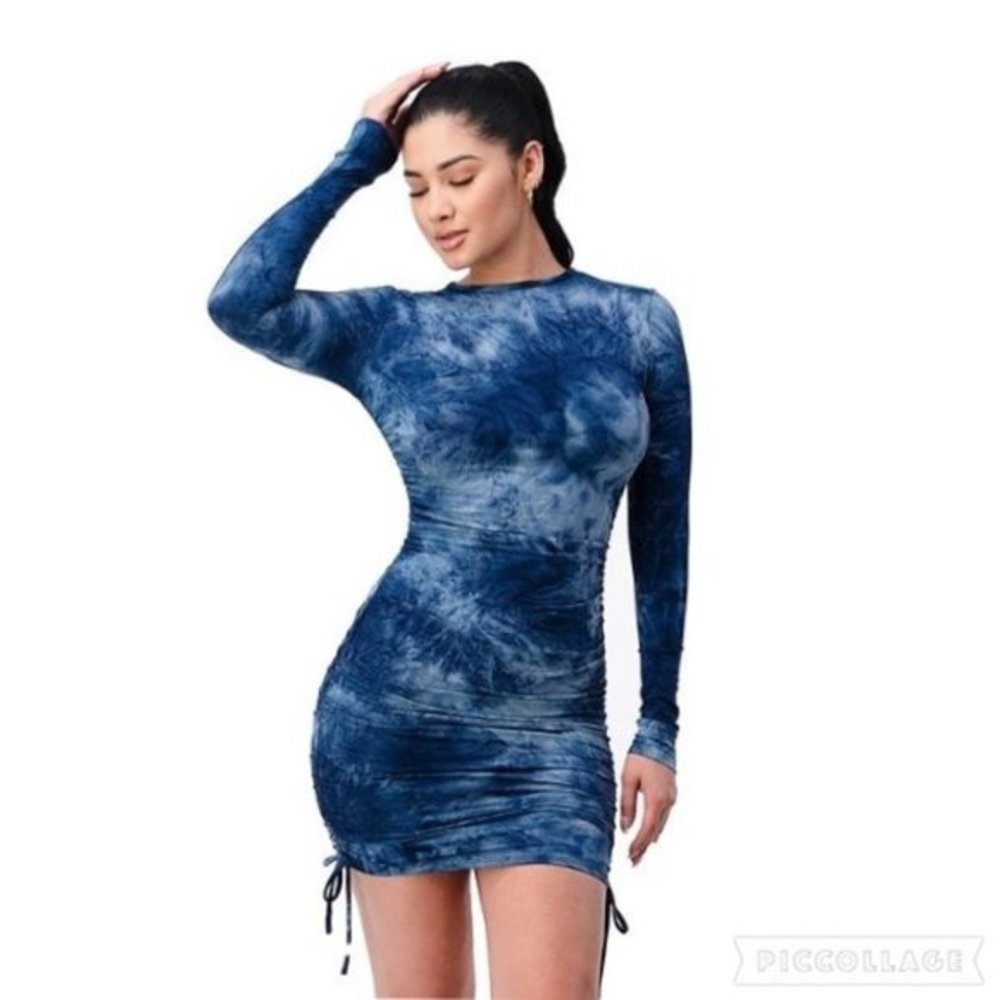 Runched Drawstring Knot Tie Dye - Picture 4 of 14